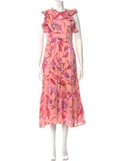 Pre-owned Banjanan Floral Print Long Dress In Pink