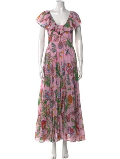 Pre-owned Banjanan Floral Print Long Dress In Pink