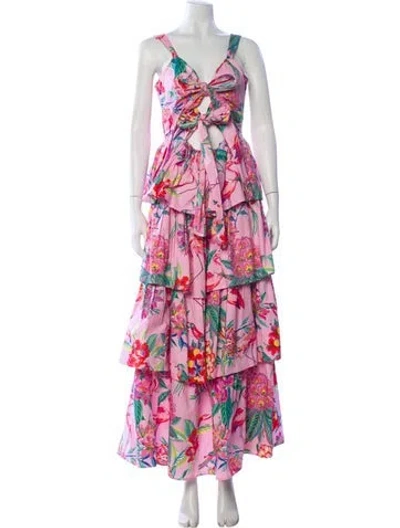 Pre-owned Banjanan Floral Print Long Dress In Pink
