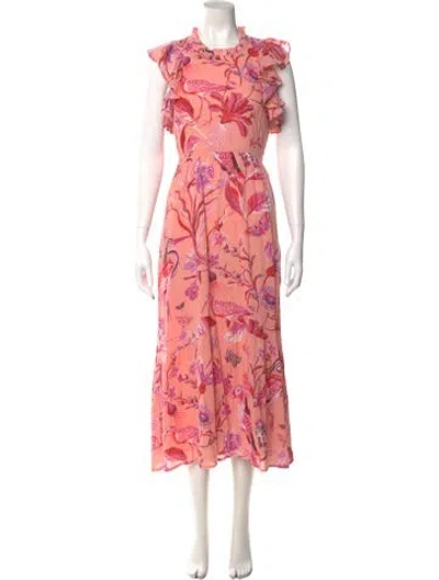 Pre-owned Banjanan Floral Print Long Dress In Pink