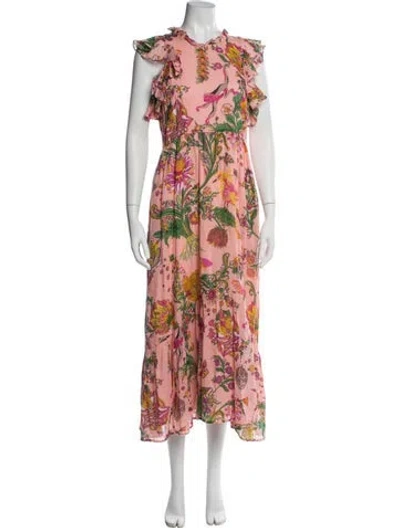 Pre-owned Banjanan Floral Print Long Dress In Pink