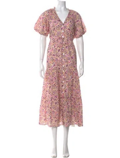 Pre-owned Banjanan Floral Print Long Dress In Pink