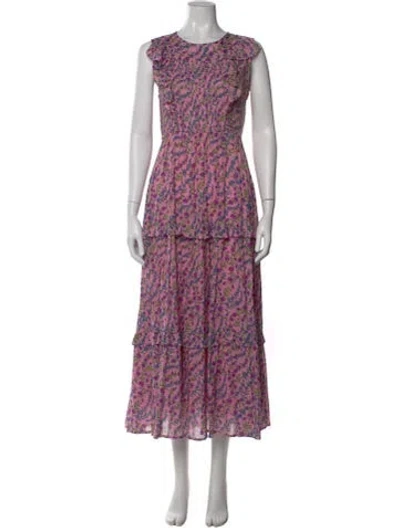 Pre-owned Banjanan Floral Print Long Dress In Pink