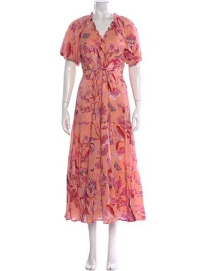 Pre-owned Banjanan Floral Print Long Dress In Pink