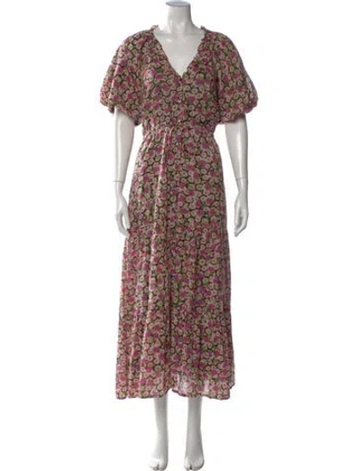 Pre-owned Banjanan Floral Print Long Dress In Pink