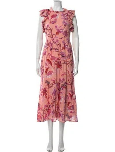 Pre-owned Banjanan Floral Print Long Dress In Pink