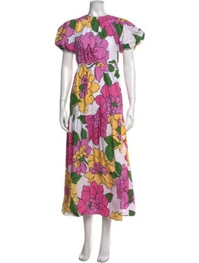 Pre-owned Banjanan Floral Print Long Dress In Pink