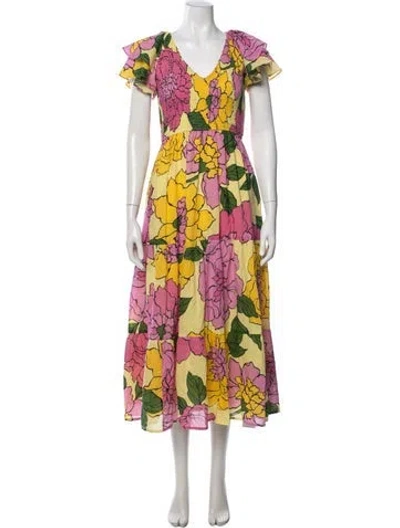 Pre-owned Banjanan Floral Print Long Dress In Pink