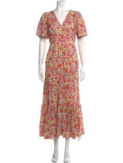 Pre-owned Banjanan Floral Print Long Dress In Pink