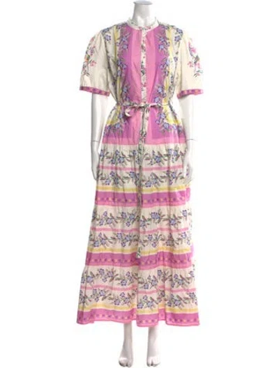Pre-owned Banjanan Floral Print Long Dress In Pink