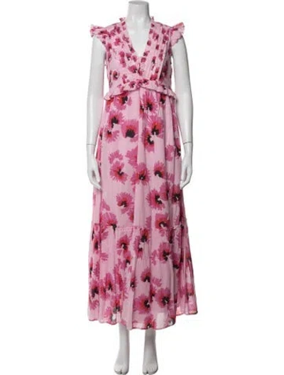 Pre-owned Banjanan Floral Print Long Dress In Pink