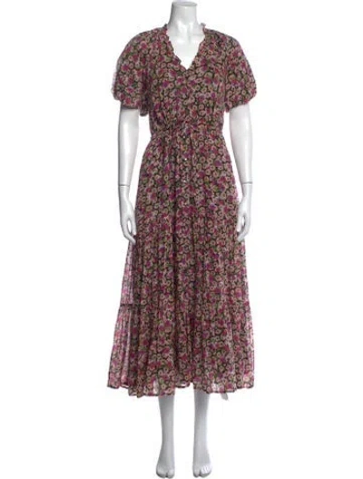 Pre-owned Banjanan Floral Print Long Dress In Pink