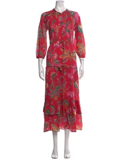 Pre-owned Banjanan Floral Print Long Dress In Pink