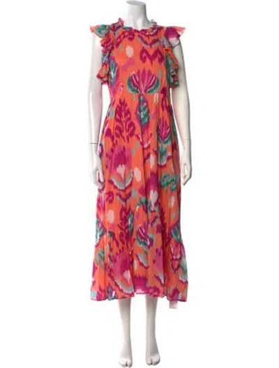 Pre-owned Banjanan Floral Print Long Dress In Pink
