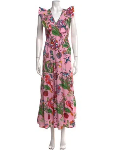 Pre-owned Banjanan Floral Print Long Dress In Pink