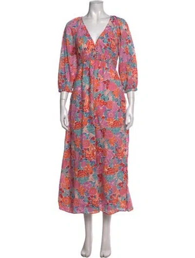 Pre-owned Banjanan Floral Print Long Dress In Pink