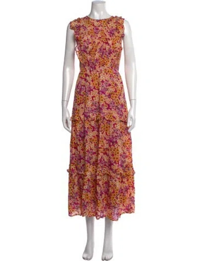 Pre-owned Banjanan Floral Print Long Dress In Pink