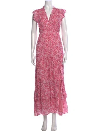 Pre-owned Banjanan Floral Print Long Dress In Pink