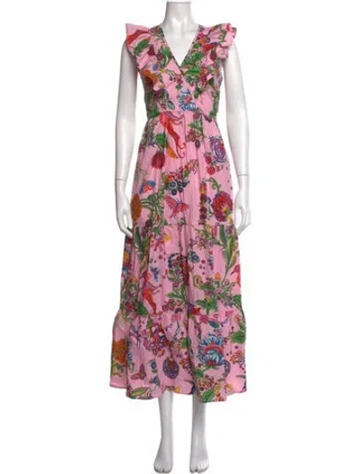 Pre-owned Banjanan Floral Print Long Dress In Pink