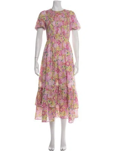 Pre-owned Banjanan Floral Print Long Dress In Pink