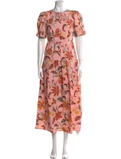 Pre-owned Banjanan Floral Print Long Dress In Pink
