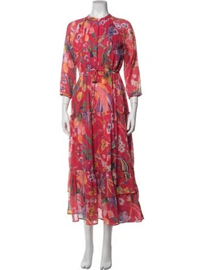 Pre-owned Banjanan Floral Print Long Dress In Pink