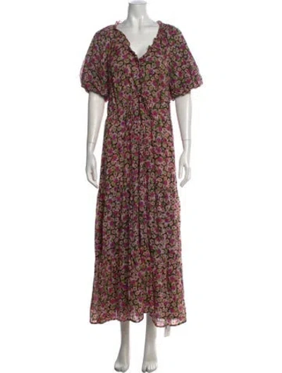 Pre-owned Banjanan Floral Print Long Dress In Pink