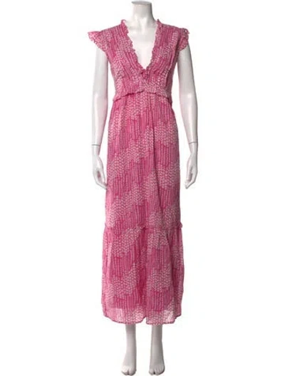 Pre-owned Banjanan Floral Print Long Dress In Pink/white