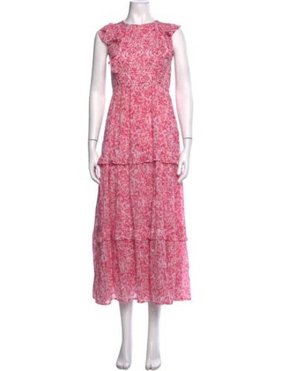 Pre-owned Banjanan Floral Print Long Dress In Pink/white