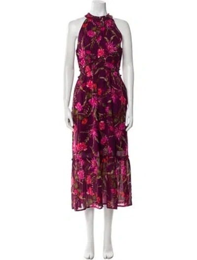 Pre-owned Banjanan Floral Print Long Dress In Purple