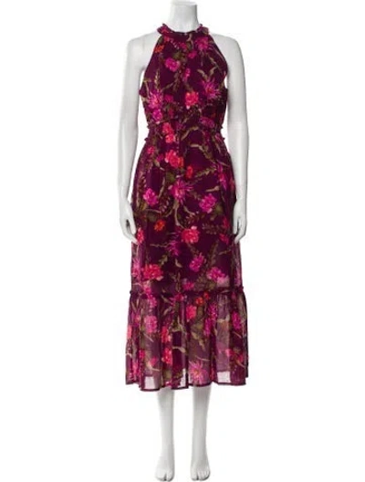 Pre-owned Banjanan Floral Print Long Dress In Purple