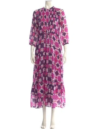 Pre-owned Banjanan Floral Print Long Dress In Purple