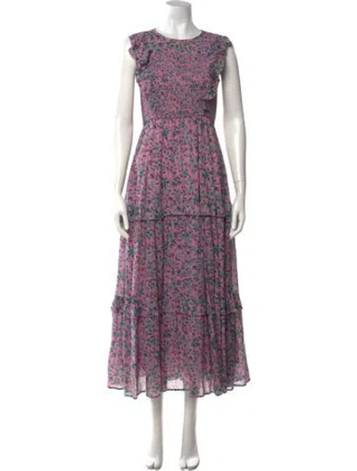 Pre-owned Banjanan Floral Print Long Dress In Purple