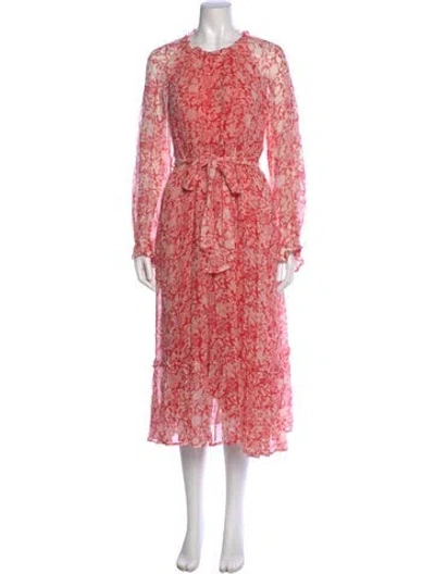 Pre-owned Banjanan Floral Print Long Dress In Red