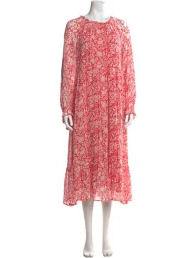 Pre-owned Banjanan Floral Print Long Dress In Red
