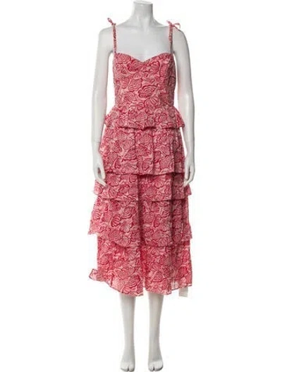 Pre-owned Banjanan Floral Print Long Dress In Red