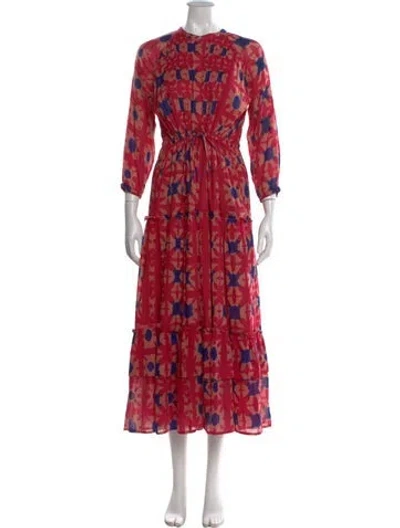 Pre-owned Banjanan Floral Print Long Dress In Red