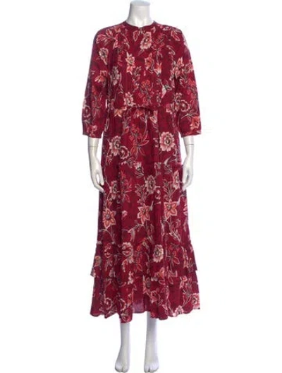 Pre-owned Banjanan Floral Print Long Dress In Red