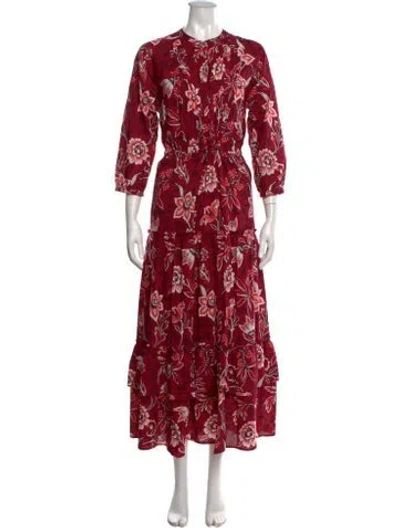 Pre-owned Banjanan Floral Print Long Dress In Red