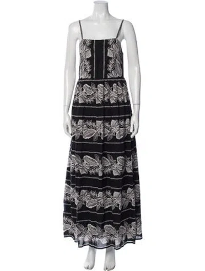 Pre-owned Banjanan Floral Print Long Dress W/ Tags In Black