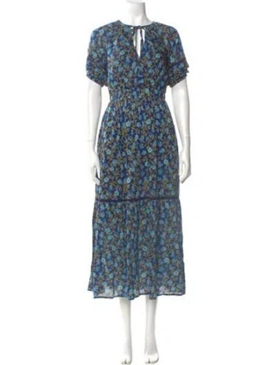 Pre-owned Banjanan Floral Print Long Dress W/ Tags In Blue