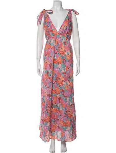 Pre-owned Banjanan Floral Print Long Dress W/ Tags In Multicolor