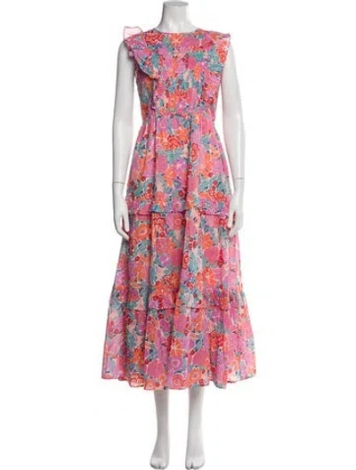 Pre-owned Banjanan Floral Print Long Dress W/ Tags In Pink
