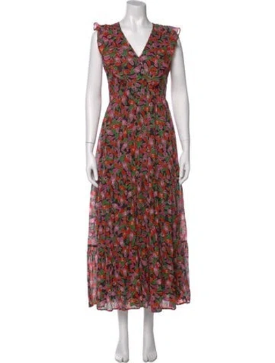Pre-owned Banjanan Floral Print Long Dress W/ Tags In Pink