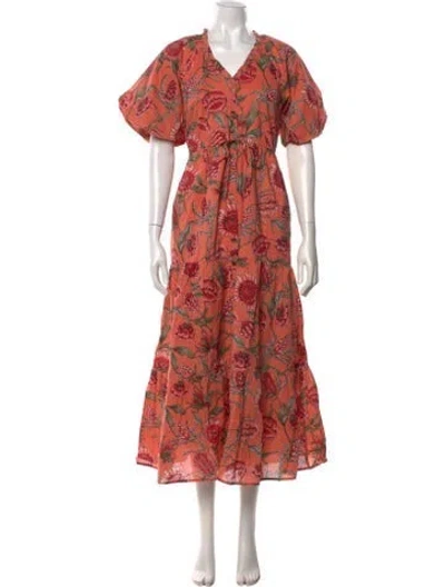 Pre-owned Banjanan Floral Print Long Dress W/ Tags In Pink