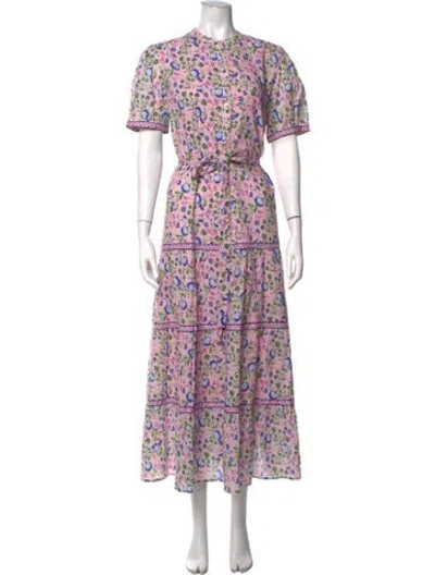 Pre-owned Banjanan Floral Print Long Dress W/ Tags In Pink