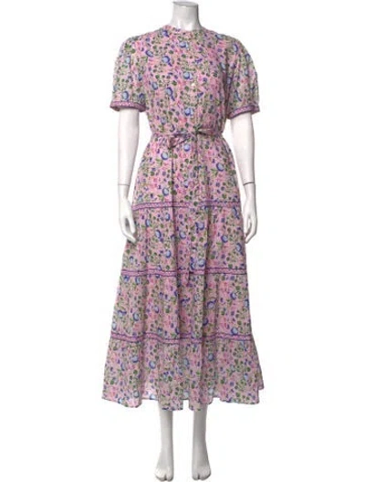Pre-owned Banjanan Floral Print Long Dress W/ Tags In Pink