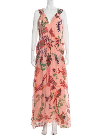 Pre-owned Banjanan Floral Print Long Dress W/ Tags In Pink
