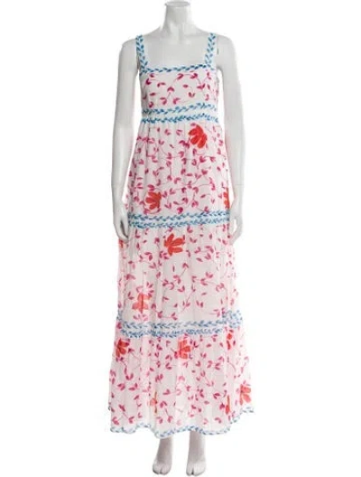 Pre-owned Banjanan Floral Print Long Dress In White
