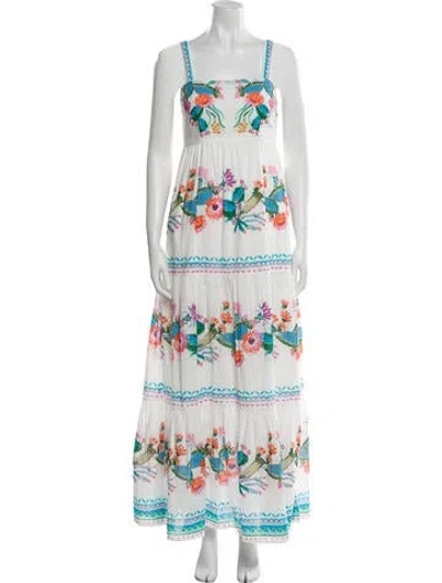 Pre-owned Banjanan Floral Print Long Dress In White